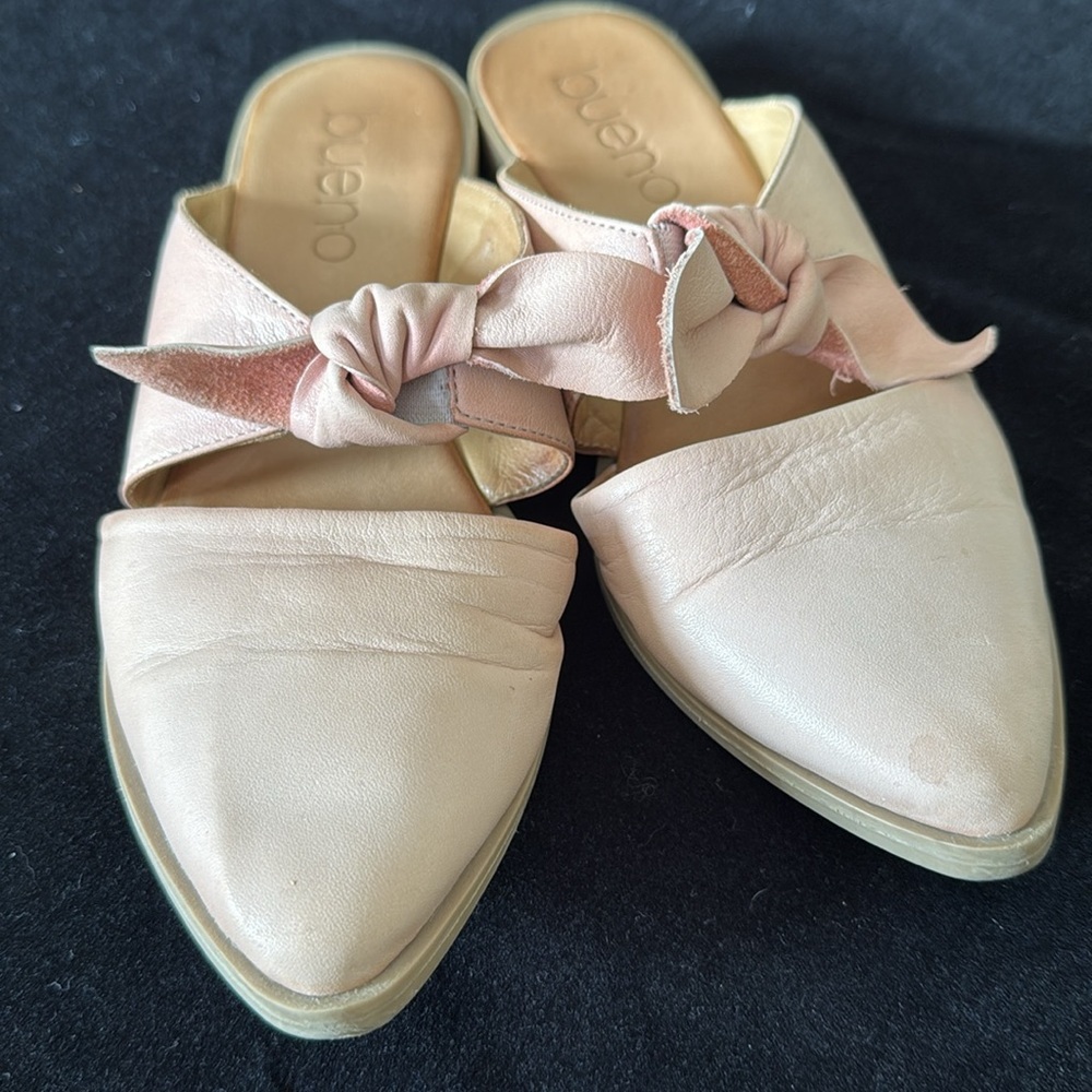 Bueno pale petal pink Leather Women's bow Mules size 36 - Picture 7 of 13